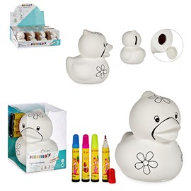 Cagnotte canard en céramique avec 4 marqueurs
