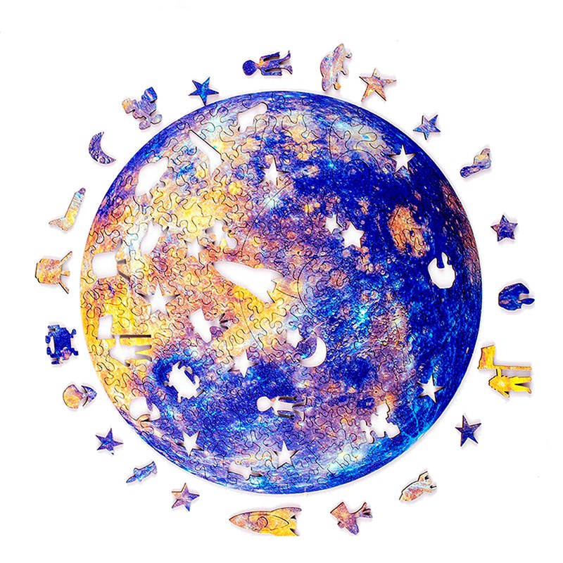 Puzzle en bois avec 263 pièces. Design planète terre.