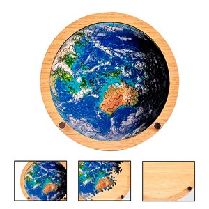 Puzzle et cadre en bois avec 34 pièces. Design terre.