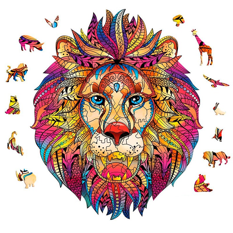 Puzzle en bois avec design de lion. 200 pièces.