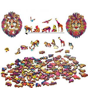 Puzzle en bois avec design de lion. 200 pièces.