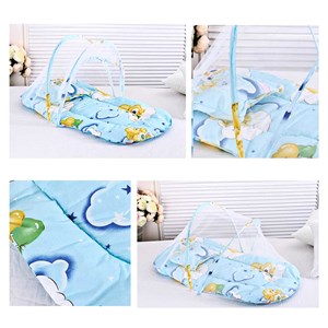 Moustiquaire pliante portable pour bébés avec matelas et oreiller. 60x58x55cm.