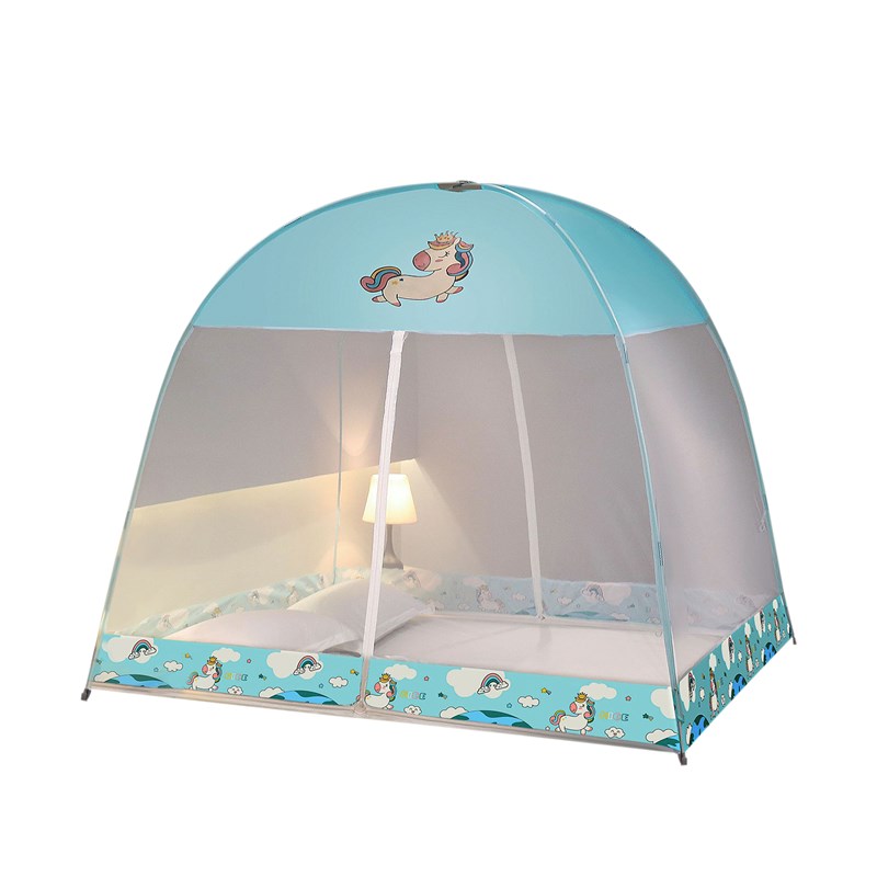 Moustiquaire pliante enfant pour lit avec double porte, design licorne. 120cm