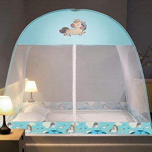 Moustiquaire pliante enfant pour lit avec double porte, design licorne. 120cm