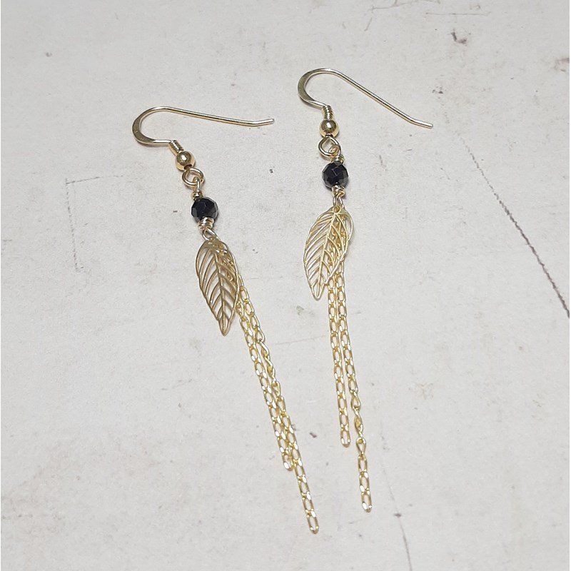 Boucles d’oreilles feuilles spinelle