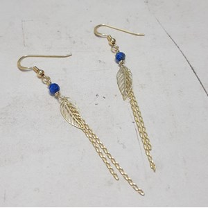 Boucles d’oreilles feuilles lapis lazuli