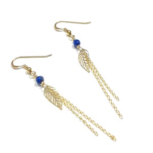 Boucles d’oreilles feuilles lapis lazuli