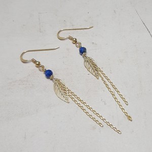 Boucles d’oreilles feuilles lapis lazuli