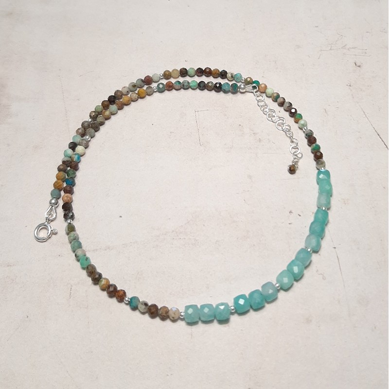 Collier turquoise verte et amazonite