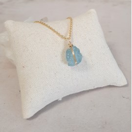 Collier aigue-marine et argent doré itá