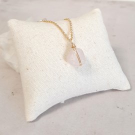 Collier quartz rose et argent doré itá