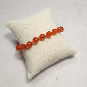 Bracelet Réglable En Agate Cornaline - Pierre Orange - Bijou Occasion Bon état