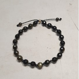 Bracelet coulissant réglable obsidienne