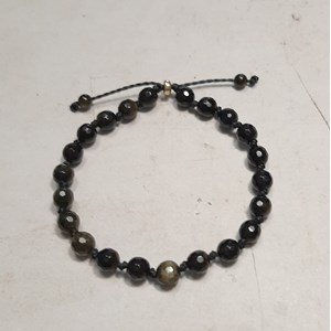 Bracelet coulissant réglable obsidienne