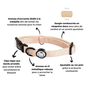 Collier pour chien rembourré et résistant - beige tropical - taille l