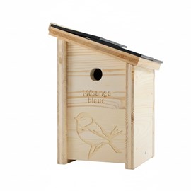 Nichoir en bois pour mésange bleue prestige - gravure