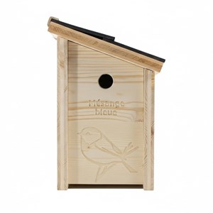 Nichoir en bois pour mésange bleue prestige - gravure
