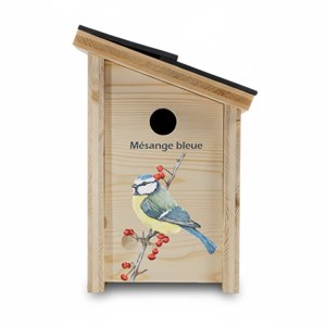 Nichoir en bois pour mésange bleue prestige - décor