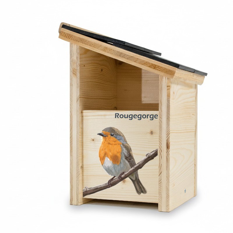Nichoir en bois pour rougegorge prestige - décor