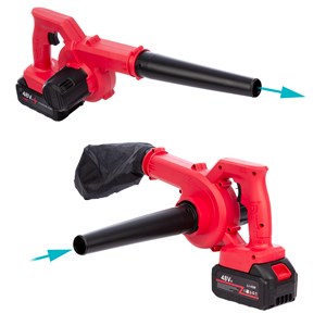 Mini souffleur de feuilles électrique 2 en 1 avec batterie. Mode aspiration.