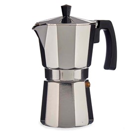 Cafetière en aluminium avec poignée et capacité de 450ml pour 9 tasses.