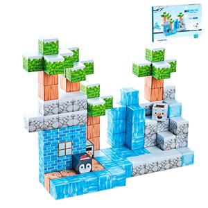Cubes magnétiques de 2cm. Thème glace et neige. 113 pièces.