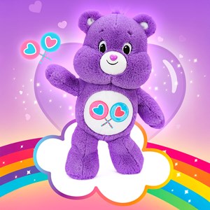Peluche extra doux et moelleux. Design ours violet partager. 65 cm.