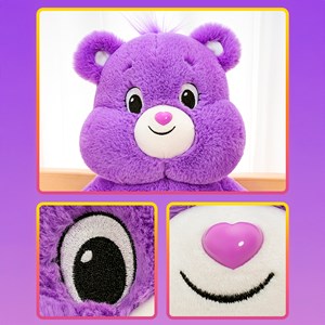 Peluche extra doux et moelleux. Design ours violet partager. 65 cm.