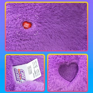 Peluche extra doux et moelleux. Design ours violet partager. 65 cm.