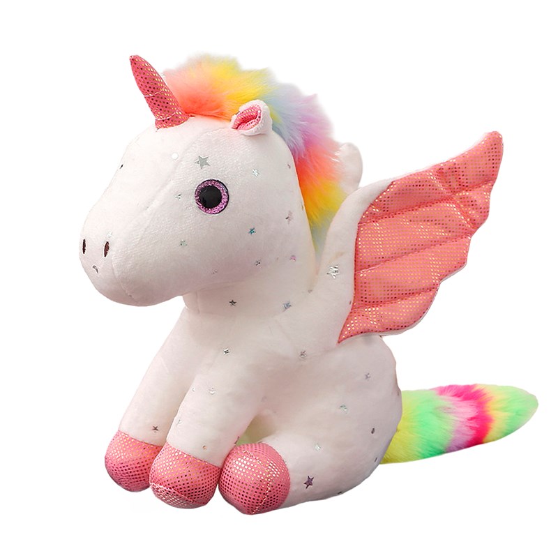 Peluche extra doux et moelleux. Design licorne arc-en-ciel. 27 cm.