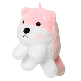 Peluche suspendu ultra doux. Design shiba inu rose. 18 cm.