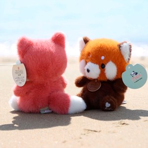 Doudou extra doux et moelleux. Design panda rouge. 17 cm.