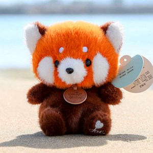 Doudou extra doux et moelleux. Design panda rouge. 17 cm.