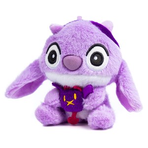 Peluche extra doux adaptable en pendentif. Design petit diable violet. 12 cm.