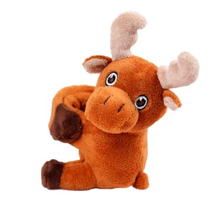 Peluche extra doux et moelleux. Design élan avec mécanisme enroulable. 15 cm.