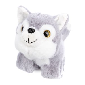 Peluche extra-doux et moelleux. Design husky avec mécanisme rétractable. 18 cm.