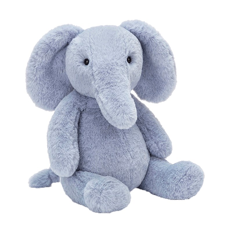 Peluches extra doux et moelleux série chubby. Design éléphant bleu. 30 cm.
