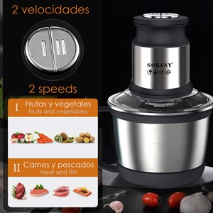 Hachoir à viande électrique 800w, verre en cristal avec poignée 3l.