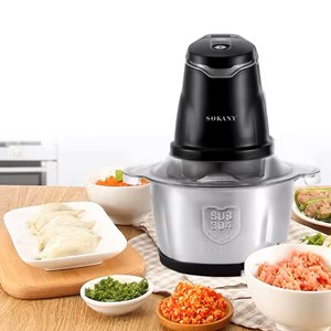 Hachoir à viande électrique de 400w, bol en verre de 2l.