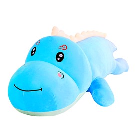 Oreiller extra doux et moelleux design dinosaure bleu. 80 cm.