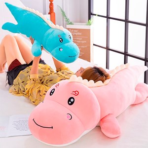 Oreiller extra doux et moelleux design dinosaure bleu. 80 cm.