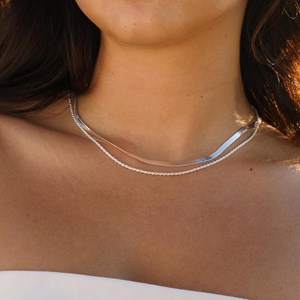 Collier serpentine argent