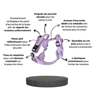 Harnais pour chien confortable et résistant - lilas - taille xs