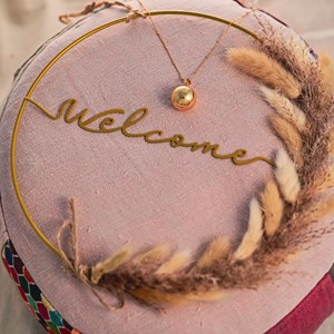 Bijou de grossesse bola avec chaîne - classique or rose