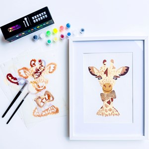 Peinture aux pochoirs débutant girafe
