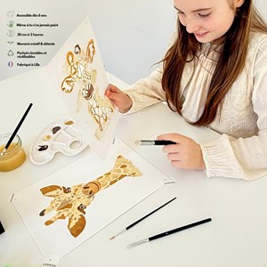Peinture aux pochoirs débutant girafe