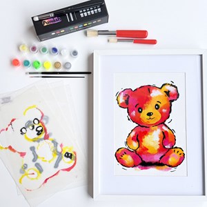 Peinture aux pochoirs débutant ourson – cadeau naissance