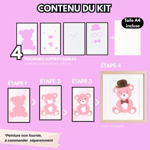 Peinture aux pochoirs débutant ourson – cadeau naissance