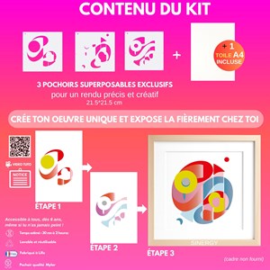 Kit diy créatif 3 pochoirs sinergy – peinture facile pour enfants et adultes