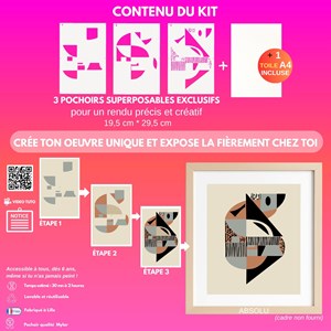 Kit diy créatif 3 pochoirs absolu – peinture facile pour enfants et adultes